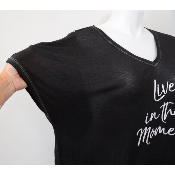 Lane Bryant 'Live in the Moment' PLUS 3X (22/24) Floral Back T-shirt Tee Sheer - Picture 3 of 7